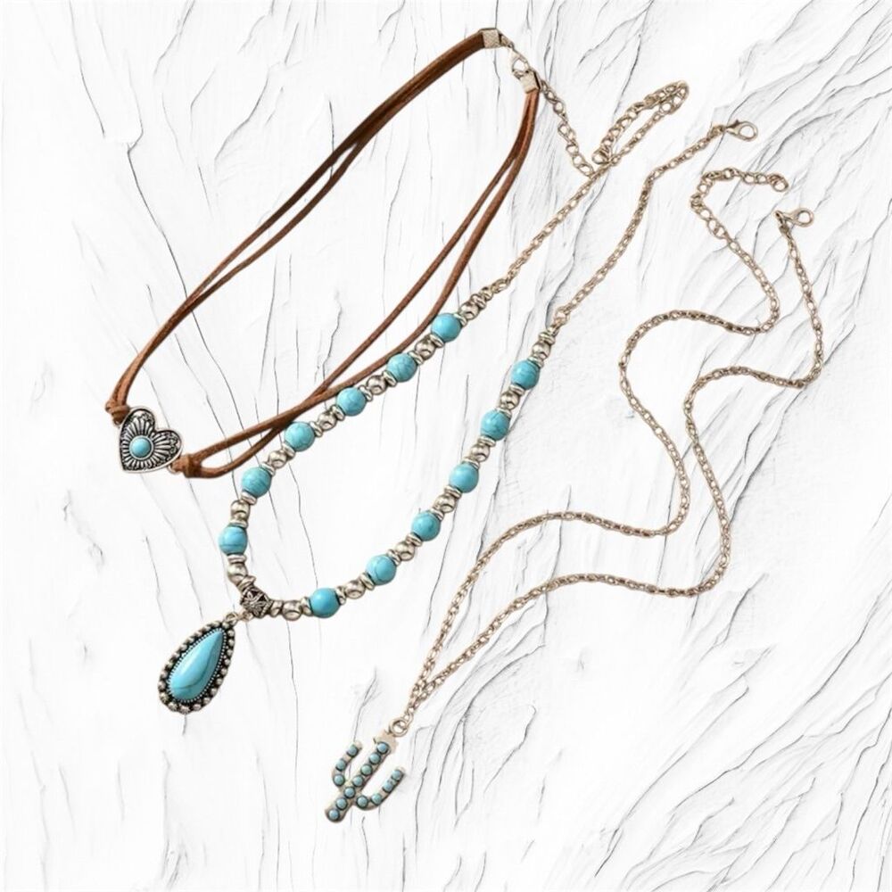 3 Piece Western Turquoise Necklace Set - Picture 5 of 5
